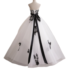 krajkové černobílé svatební či plesové šaty 