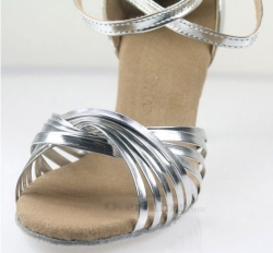 taneční boty stříbrné páskové společenské